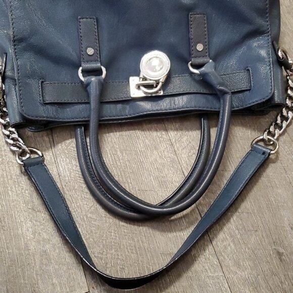 Michael Kors Bag Tote Satchel Shoulder Handbag Purse Blue Leather WOMAN'S WOMEN' - Picture 8 of 14